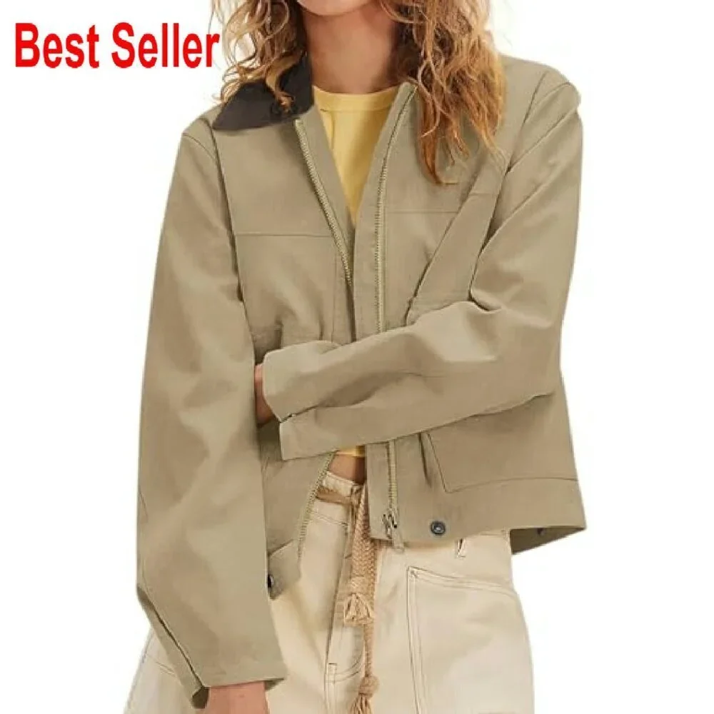 Faux Suede Cropped Jacket Oversized Chic Minimal Y2K Winter Outerwear